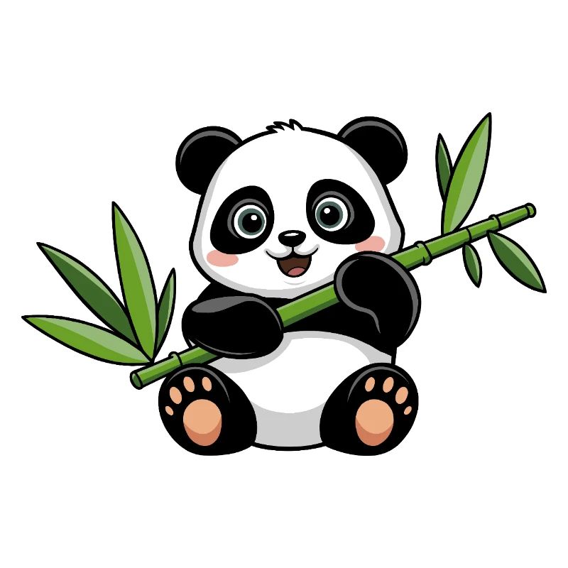 Happy Panda with Bamboo