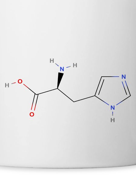 Histidin Molekül - Farbige Strukturformel