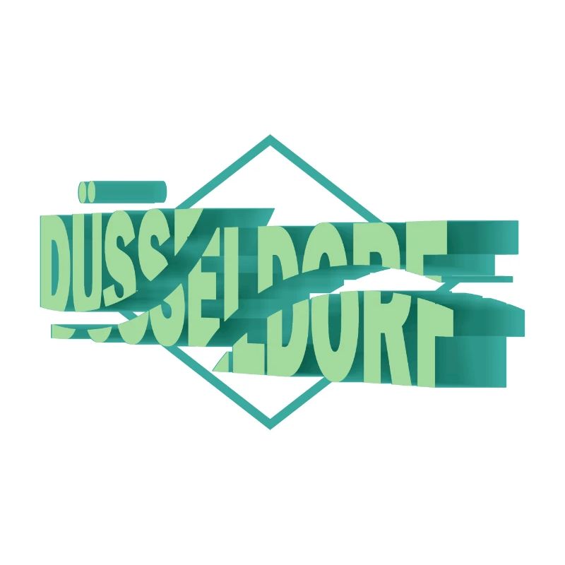 Dusseldorf Germany City 3D Font Skyline