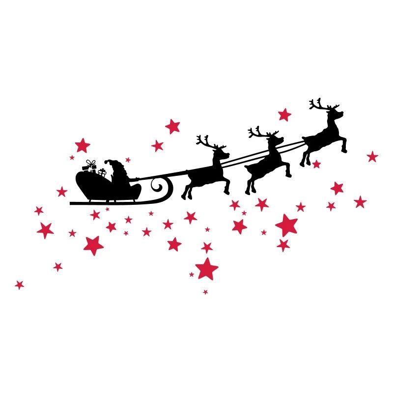 Christkind mit Schlitten am Sternenhimmel