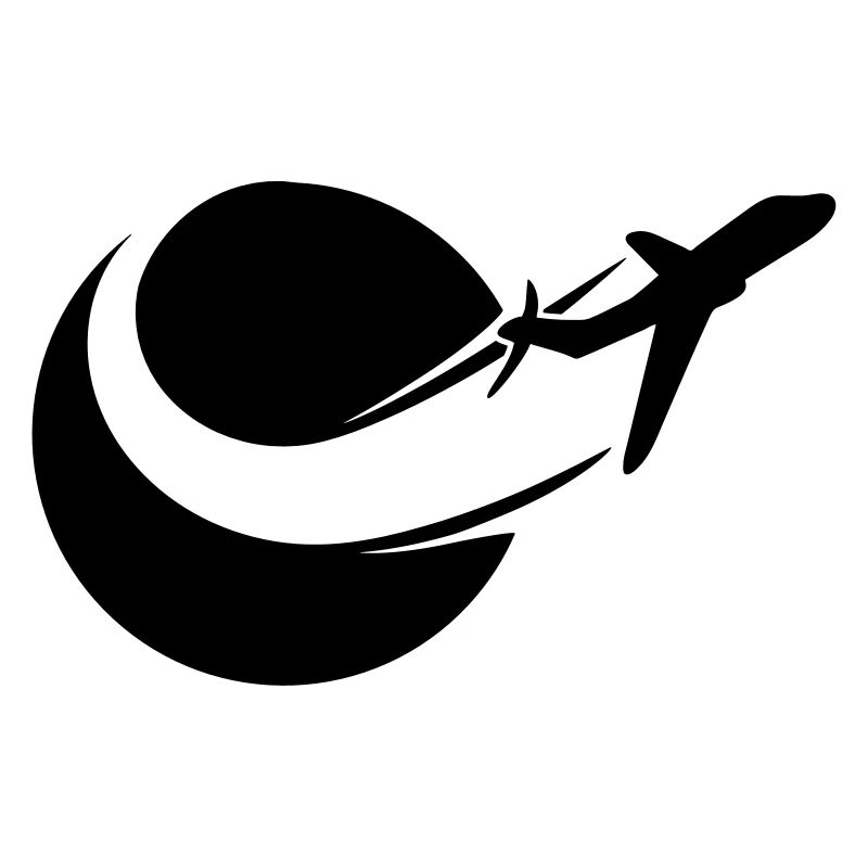 logo circle round black line airplane plane fly pi