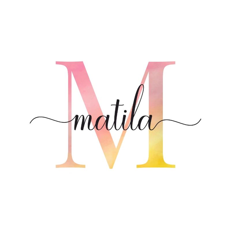 M | Monogramme | Nom | Matila | Aquarelle