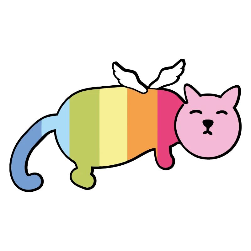 winged chubby cat rainbow