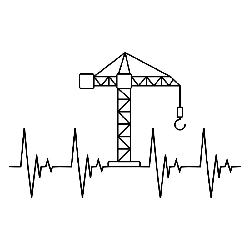 Crane black heartbeat construction vehicles