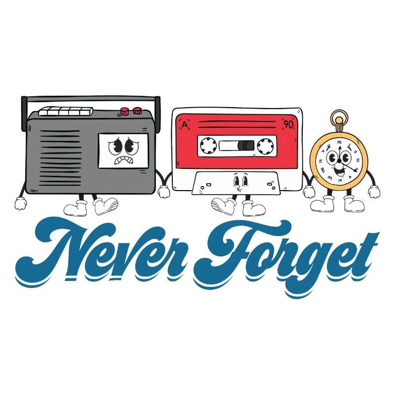 Never Forget Cassette Tape VHS Floppy Disk 90s