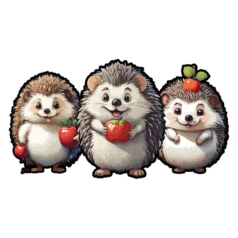 Igel mit Äpfeln - Herbst Saison - DIGITAL