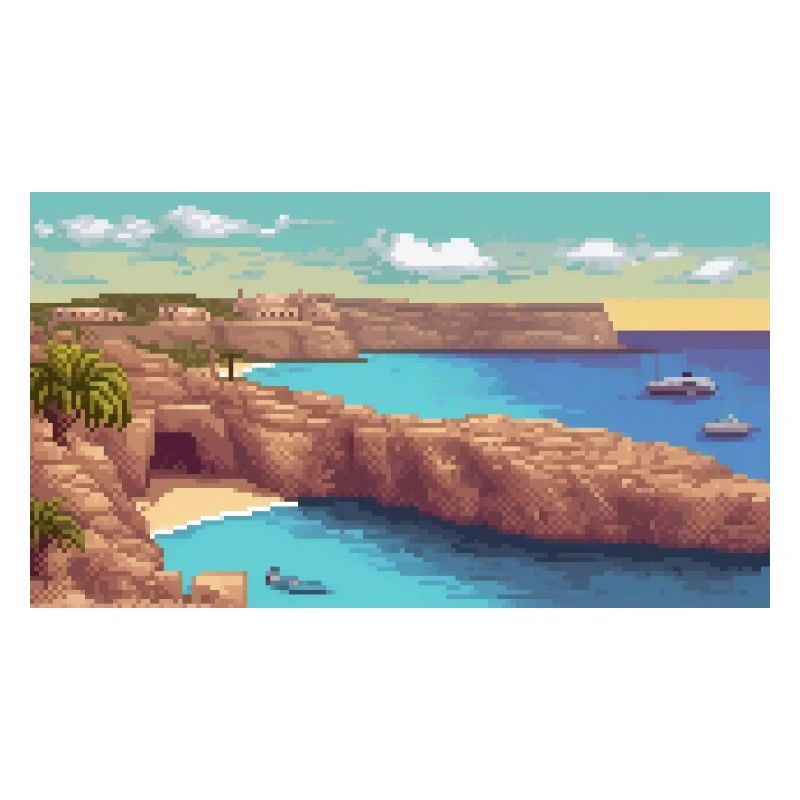 Île de Comino, Malte - Pixel Art