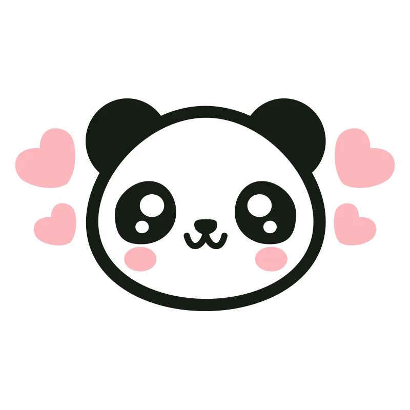 Loving Panda Face: Adorable Hearts