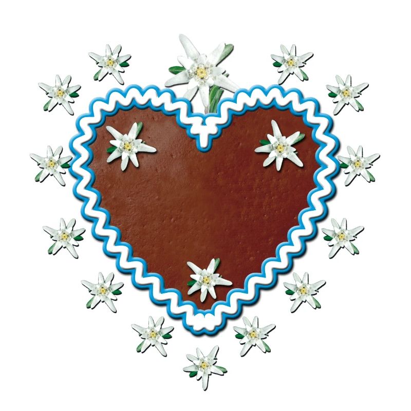 Lebkuchenherz Edelweiss + Dein Text Wunschtext