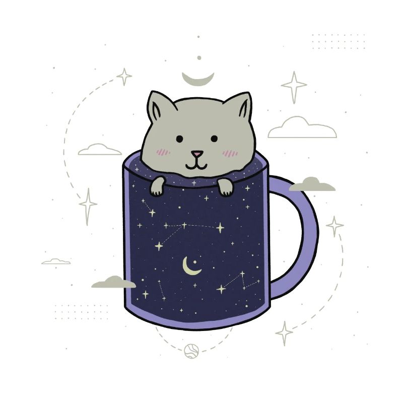 Cat in a Galaxy cup