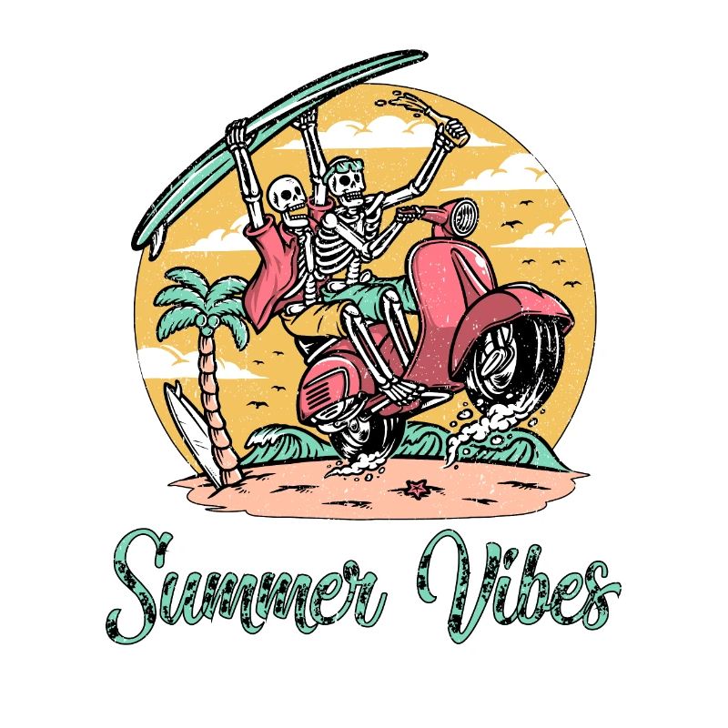 Beach Vibes Skeleton Palm Trees, Vacation, Beach