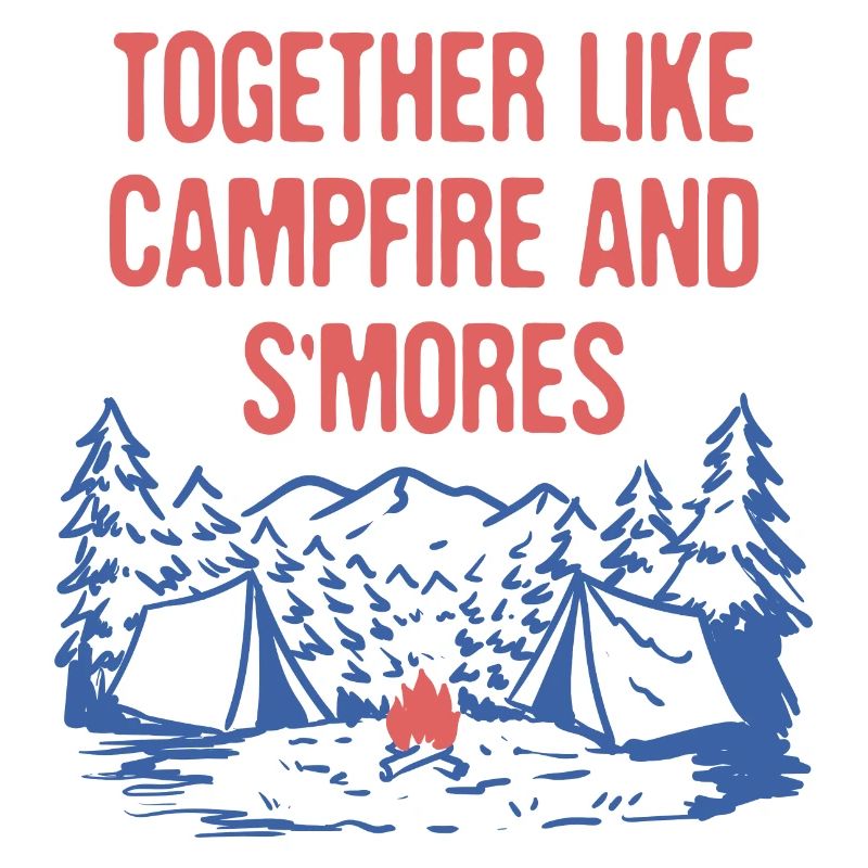 Ensemble comme le feu de camp et les dictons de camping S’mores