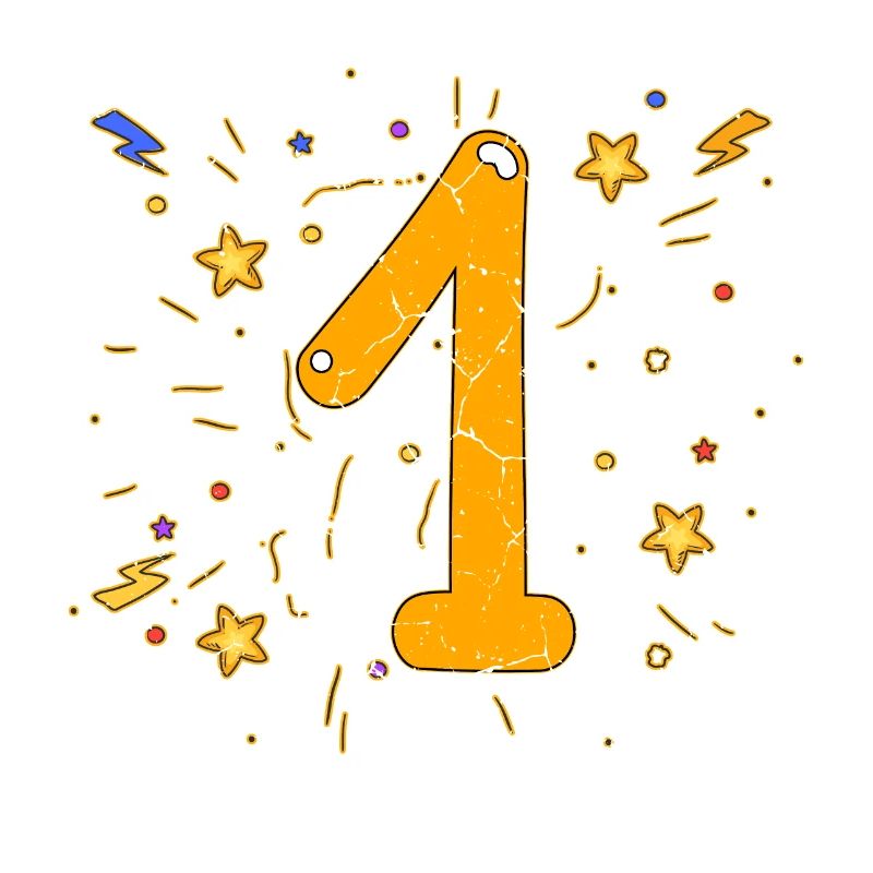 erster Geburtstag, 1. Geburtstag, Jahrestag 1, Eins