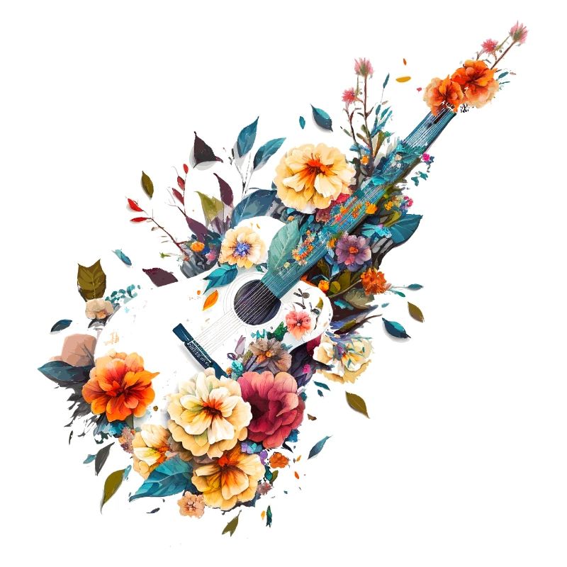 Guitare avec des fleurs