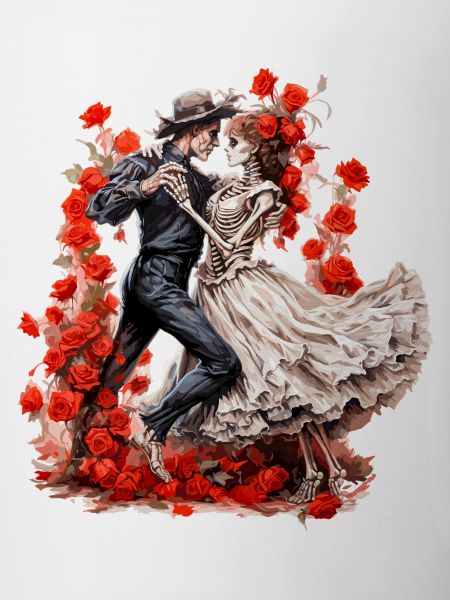 Dancing Skeletons with Roses 2
