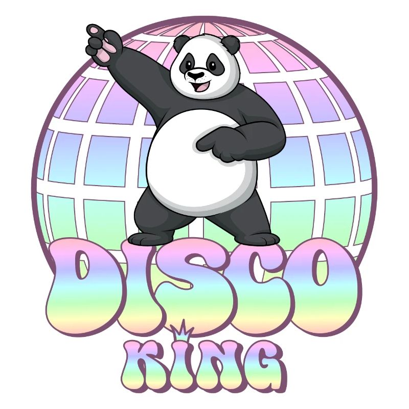 Discoking Panda 70er Jahre Discokugel Disco King