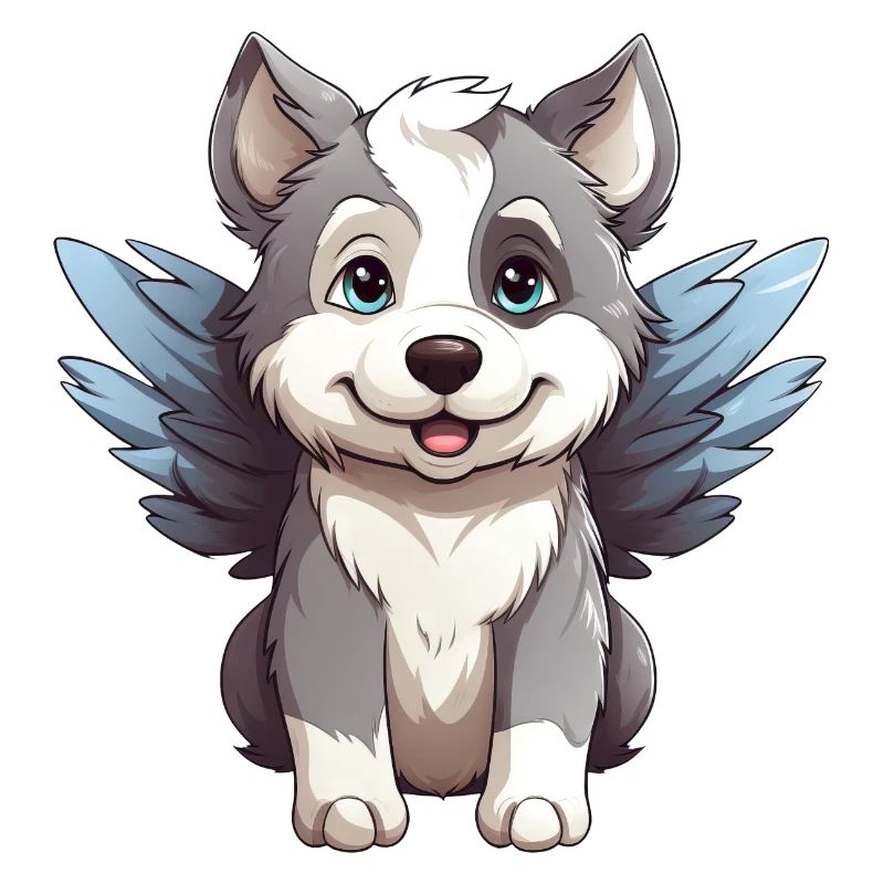 Husky Angel - Chien mignon avec céleste