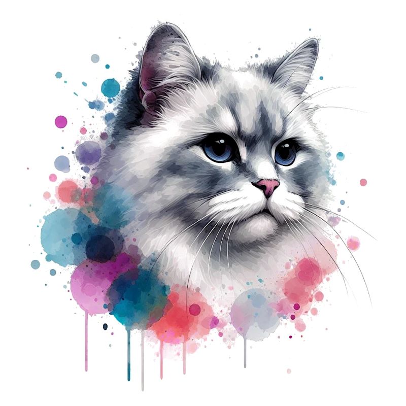 Aquarelle Tête de chat