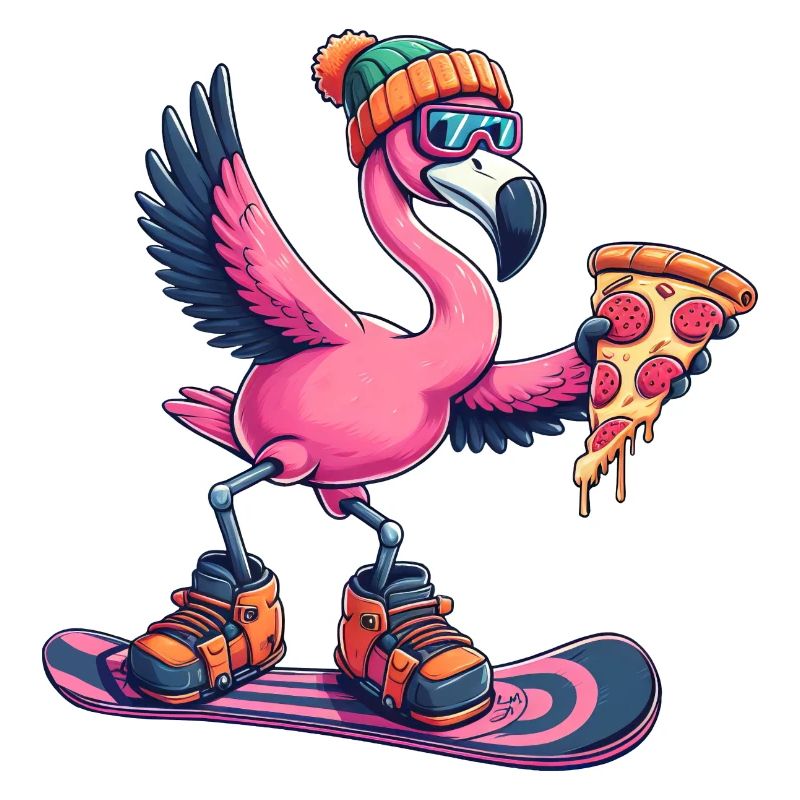 Flamingo Snowboard Pizza Hiver