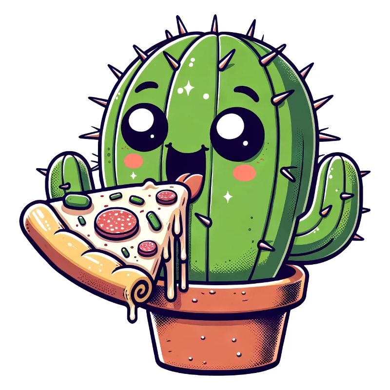 Bande dessinée mignonne Cactus Pizza