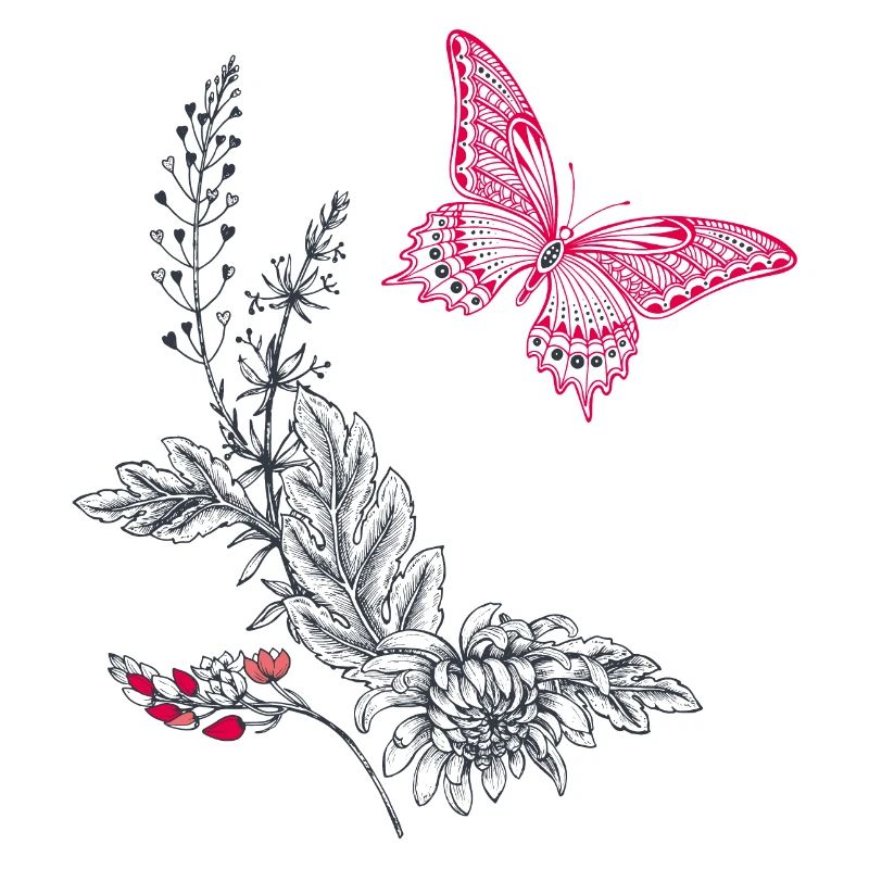 Blume mit Schmetterling