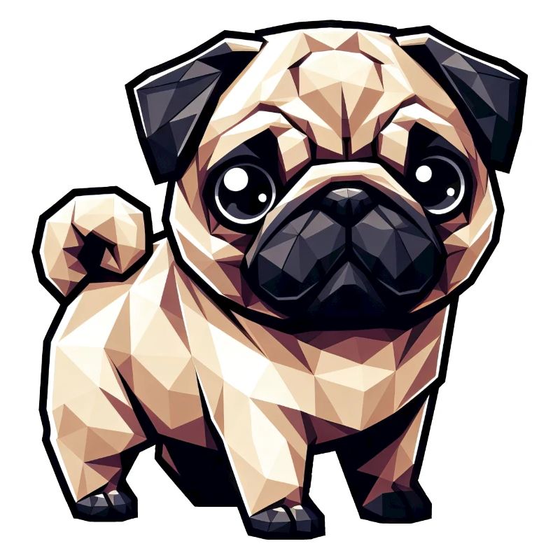 Dog Pug Polygon Geometric Design