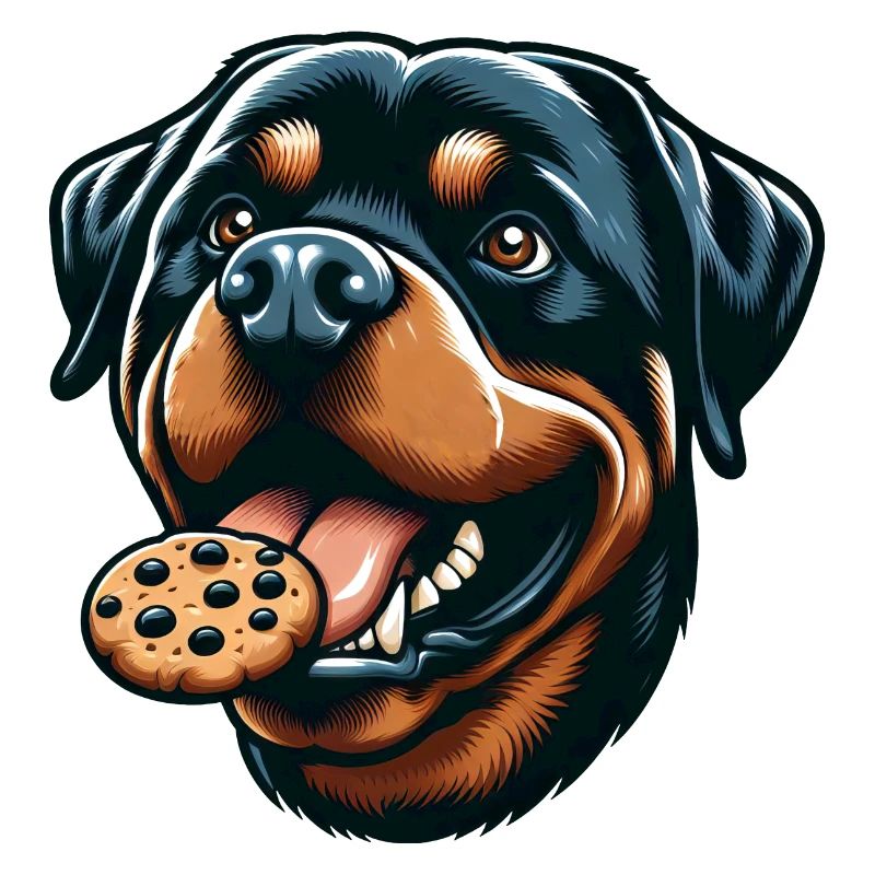 Rottweiler avec hamburger et biscuit