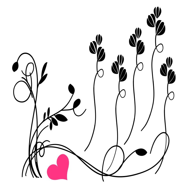 Vrilles de fleurs avec cœur