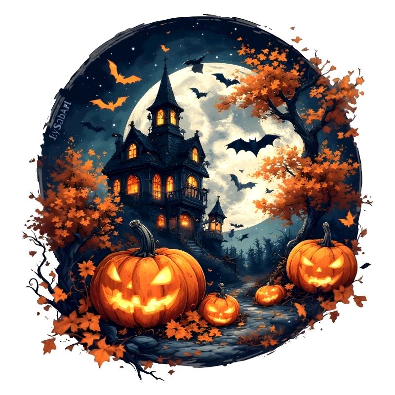Halloween - Maison hantée et citrouilles