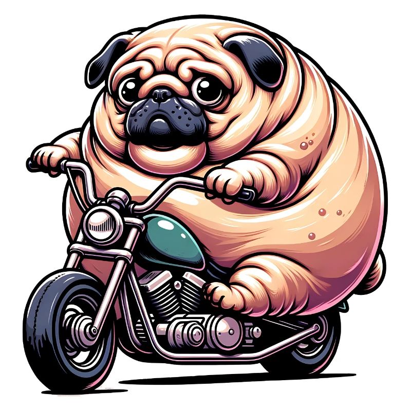 Pug On Motorcycle Funny Biker Dog