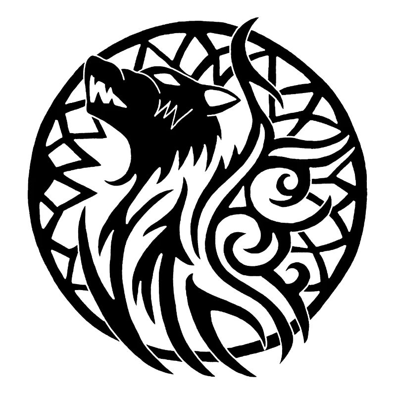Schwarzer Wikingerwolf und Talisman des Glücks