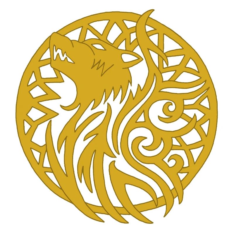 Goldener Wikingerwolf und Glücksbringer