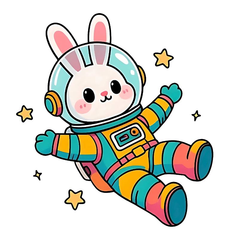 Lapin astronaute coloré
