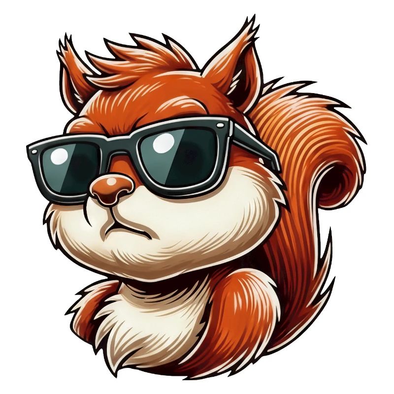 Funny Squirrel with Sunglasses Cartoon Hum
