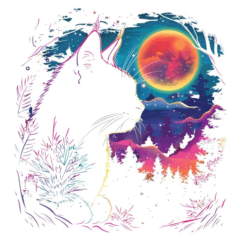 Cat sleep in neon night