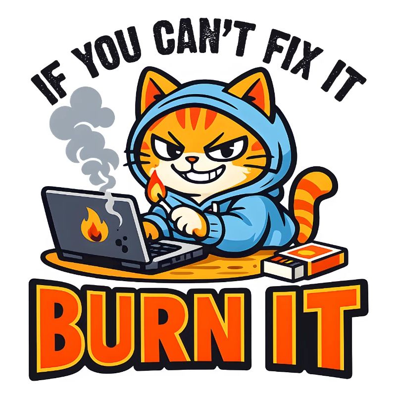 Computer Scientist Cat Burn It - Funny Saying