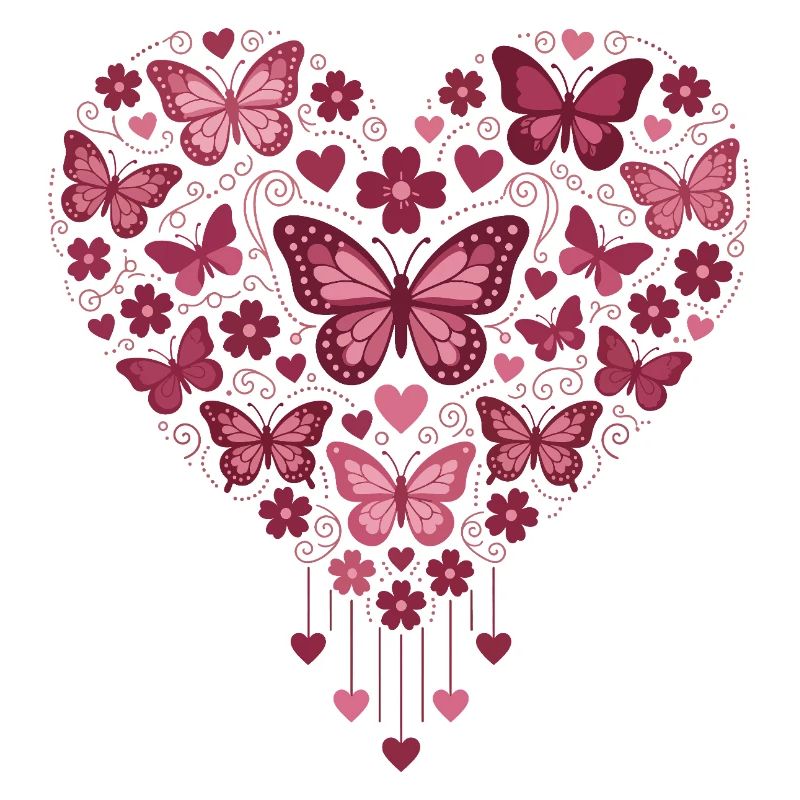 Coeur papillon floraison rose