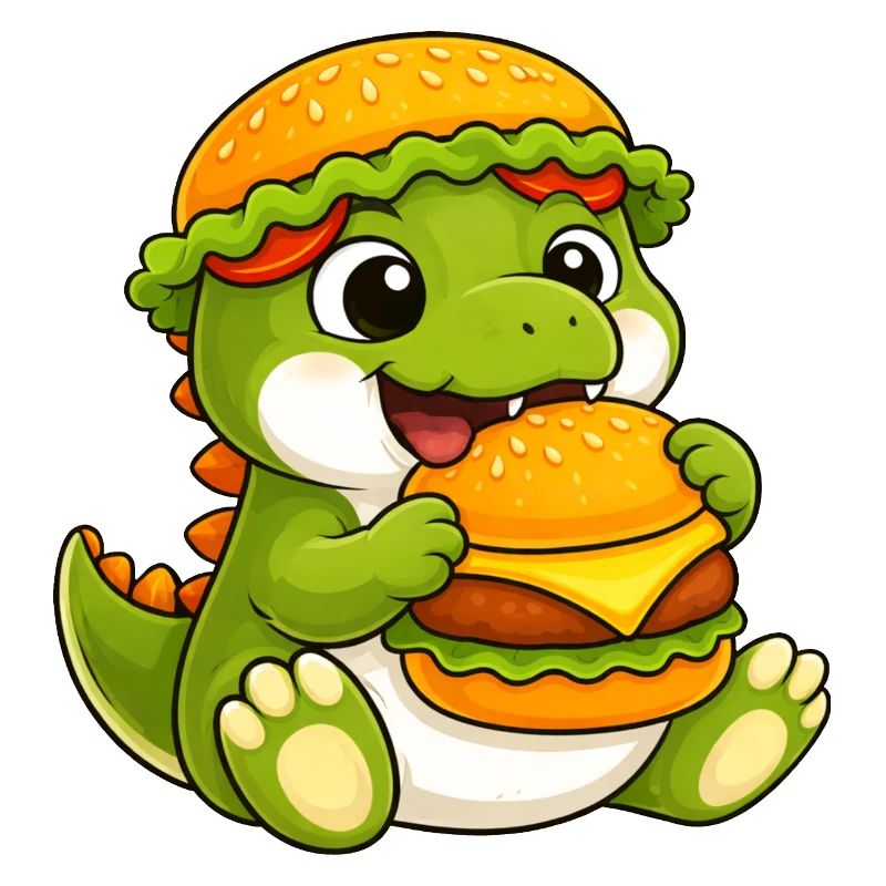 Mignon dessin animé T-Rex, Dino Burger, Reptile de restauration rapide