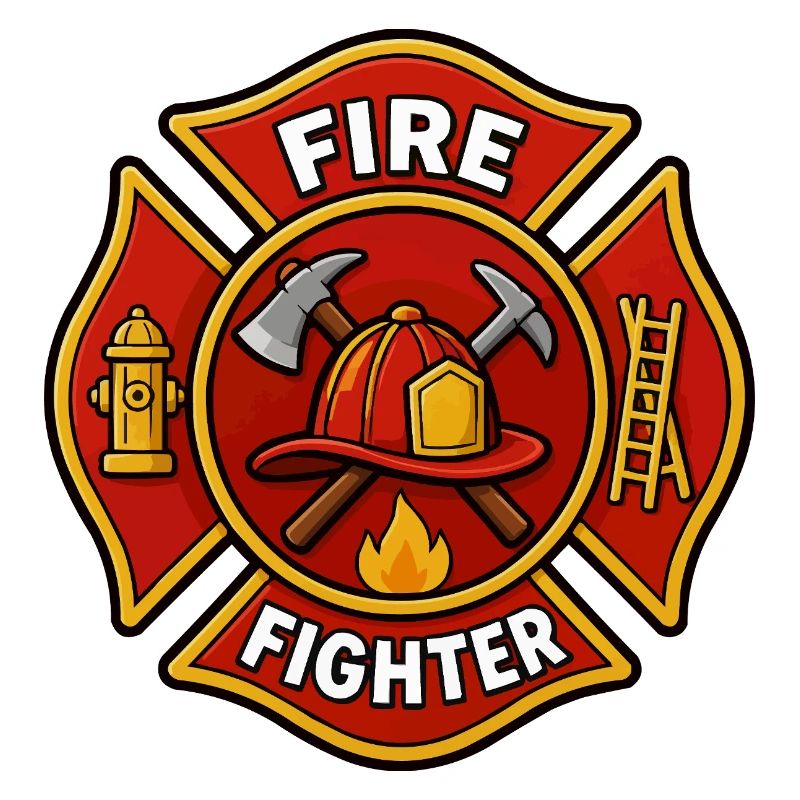 Firefighter Helmet Emblem with Axe