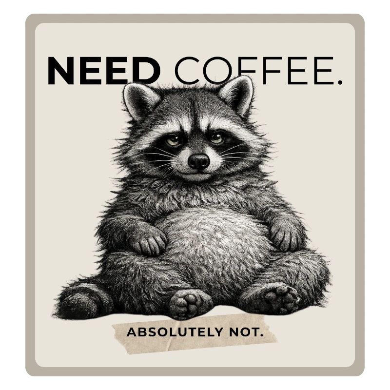 Need Coffee Lazy Raccoon Meme