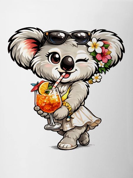 Süßer Koala mit tropischem Cocktail