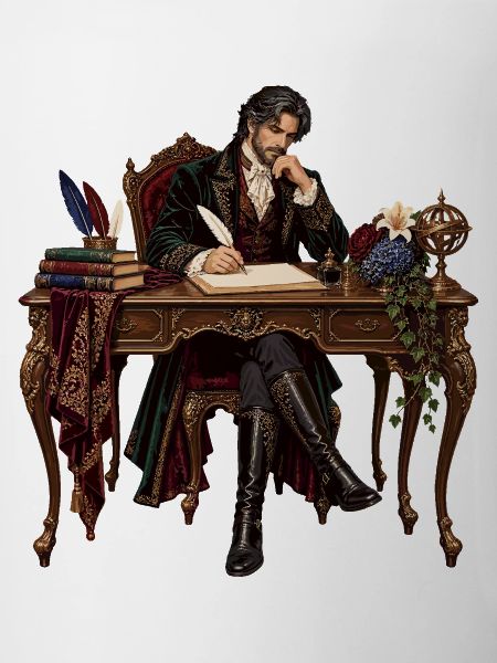 Literat am Barocktisch
