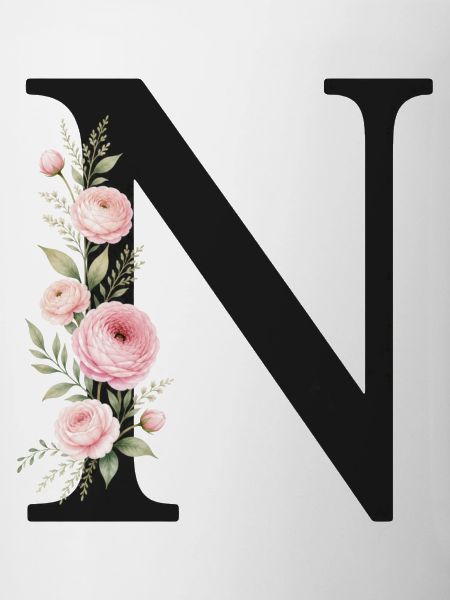 N Buchstabe Monogram Floral