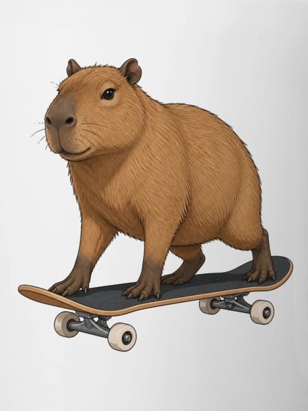 Capybara auf Skateboard