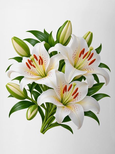 Weiße Lilien-Blumenstrauß-Kunst