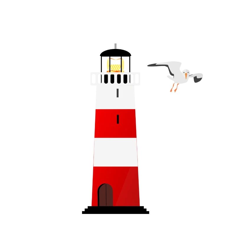 Leuchtturm und Möwe