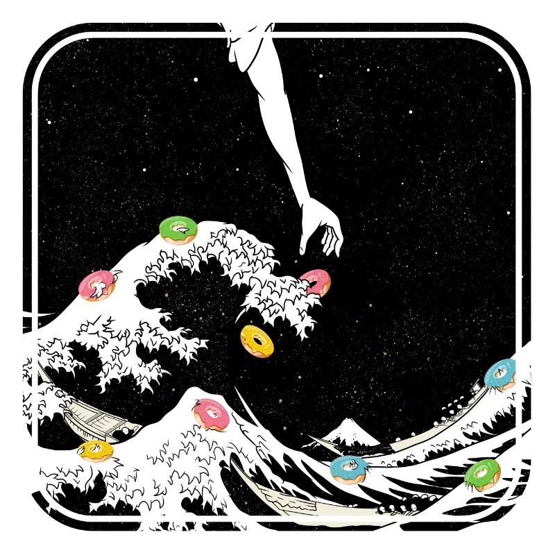 The great wave funny donut illustration