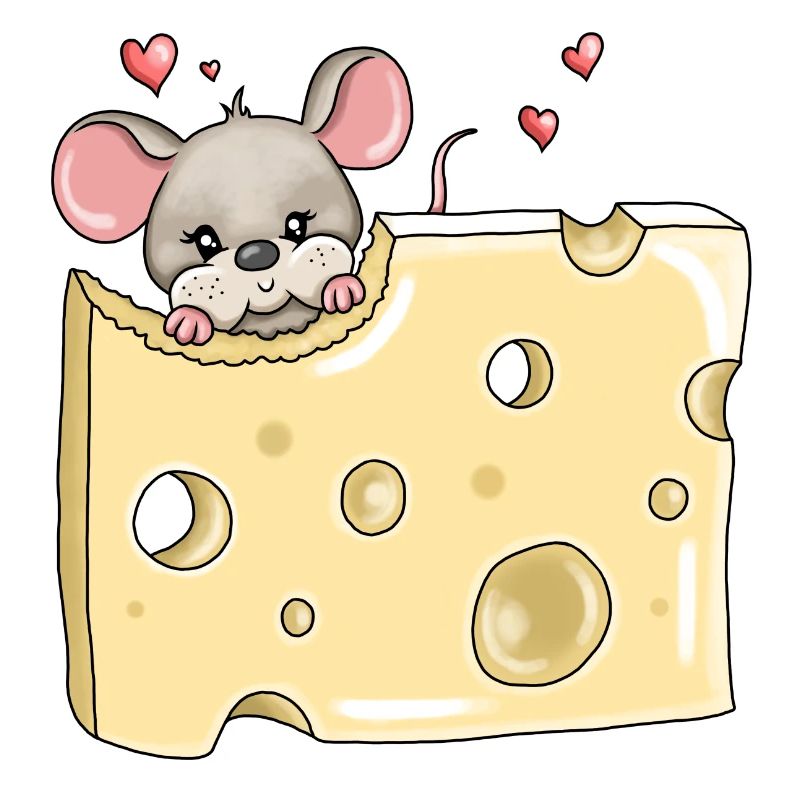 Hungry mouse holes cheese