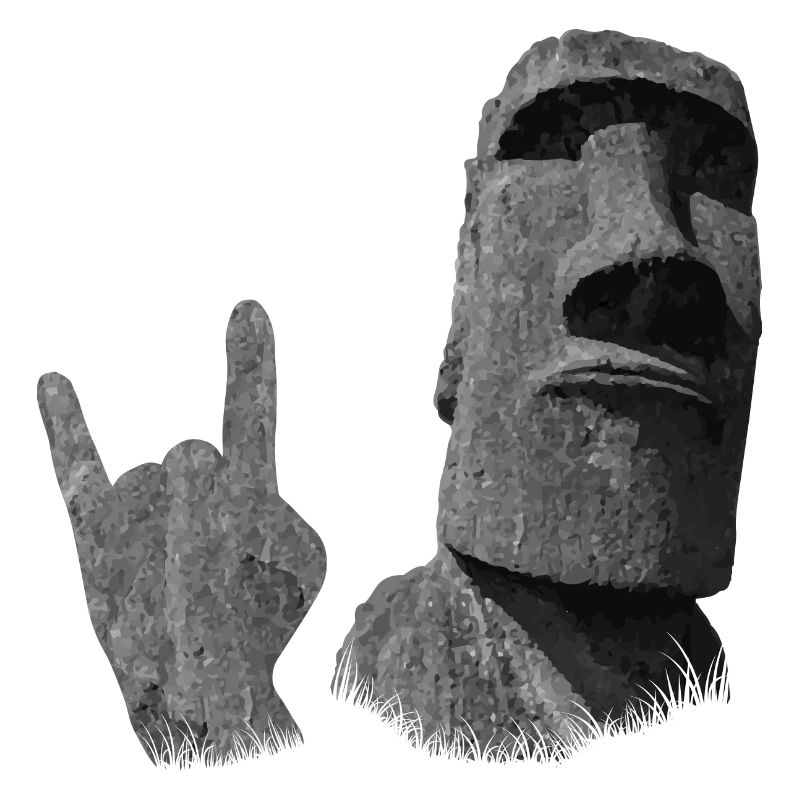Funny Easter Island Moai Statue Metalhand