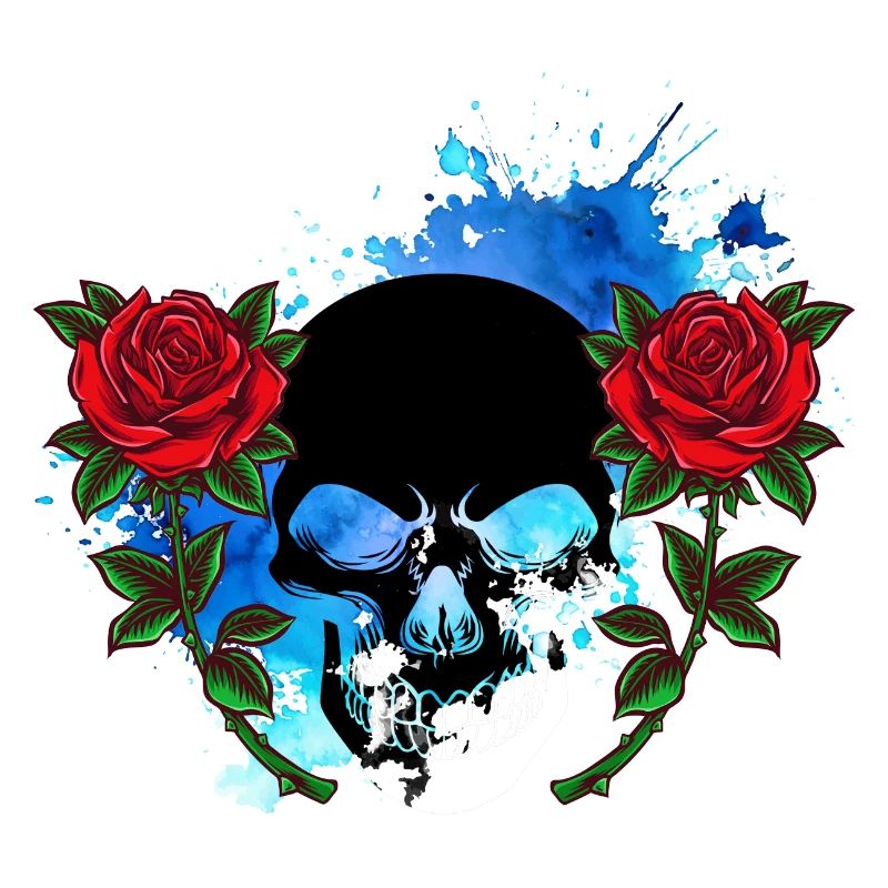 Tête de mort Skull Crâne de mort Rose Fleurs Splash